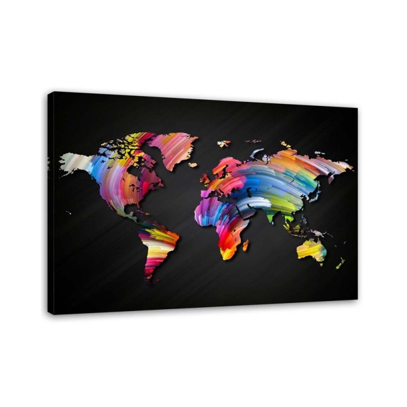 Leinwandbild - Weltkarte mit verschiedenen Farben | Feeby
