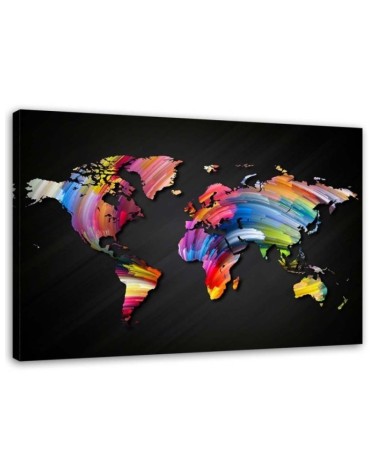 Leinwandbild - Weltkarte mit verschiedenen Farben | Feeby