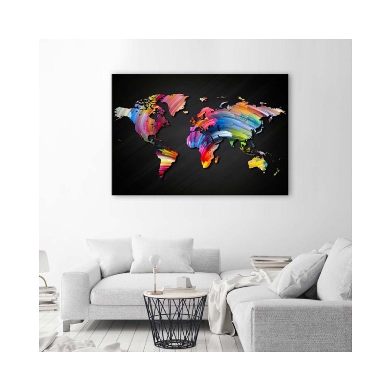 Leinwandbild - Weltkarte mit verschiedenen Farben | Feeby