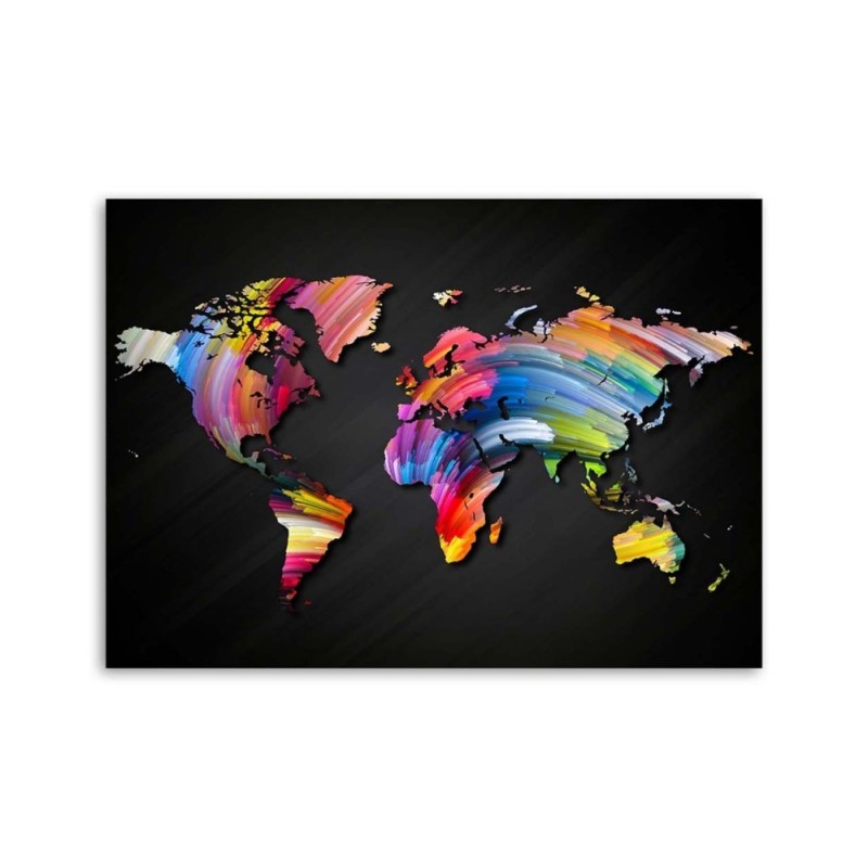 Leinwandbild - Weltkarte mit verschiedenen Farben | Feeby