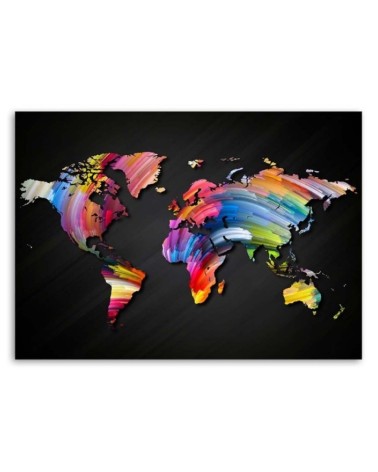 Leinwandbild - Weltkarte mit verschiedenen Farben | Feeby