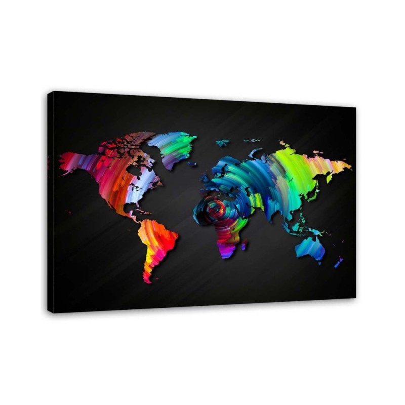 Bild auf Leinwand - Weltkarte mit mehreren Farben | Feeby