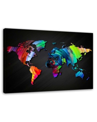 Bild auf Leinwand - Weltkarte mit mehreren Farben | Feeby