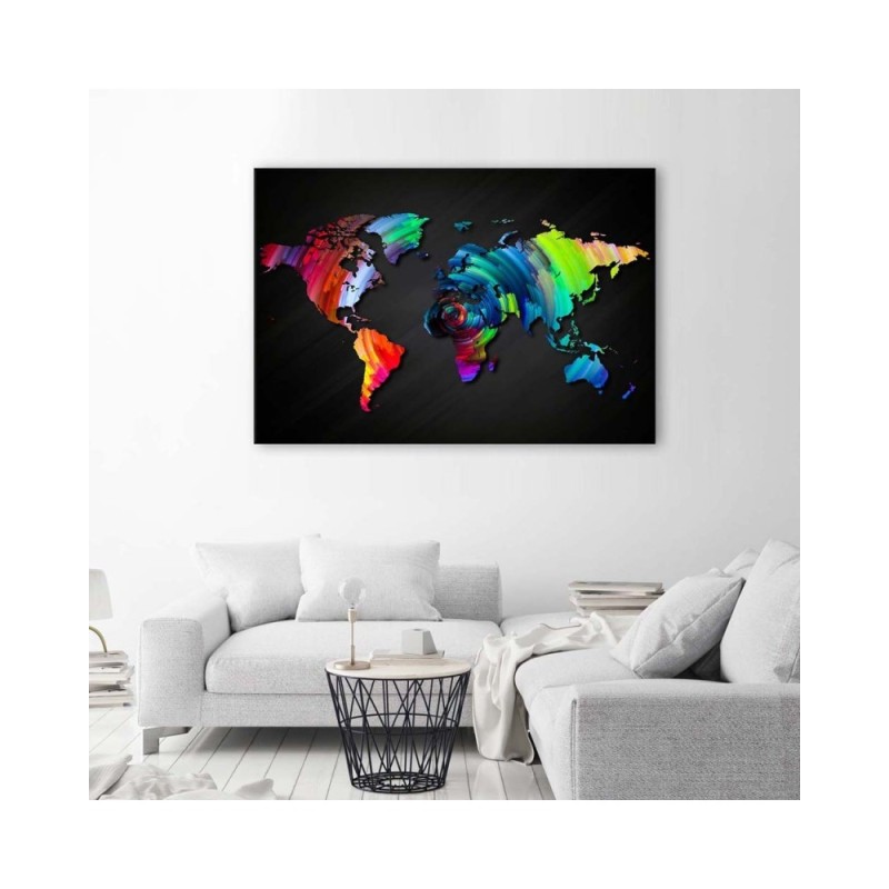 Bild auf Leinwand - Weltkarte mit mehreren Farben | Feeby