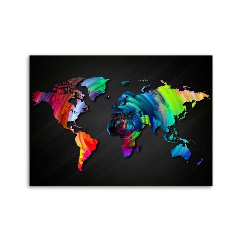 Bild auf Leinwand - Weltkarte mit mehreren Farben | Feeby