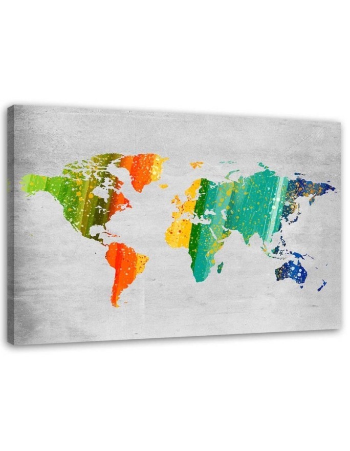 Leinwandbild modern - Farbige Weltkarte | Feeby