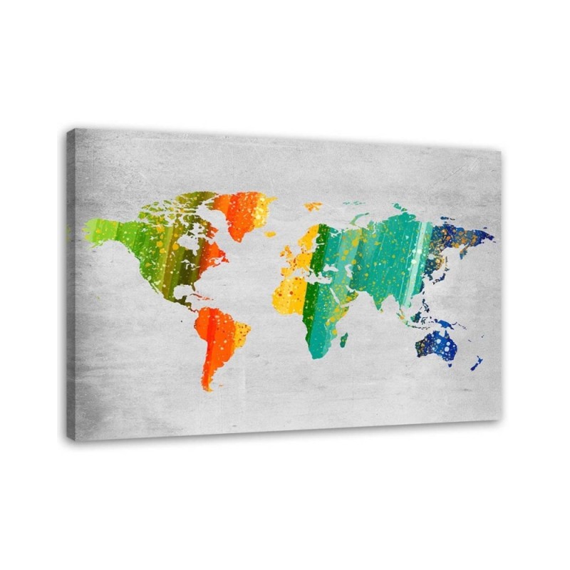 Leinwandbild modern - Farbige Weltkarte | Feeby