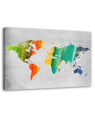 Leinwandbild modern - Farbige Weltkarte | Feeby