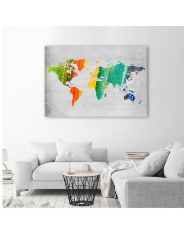 Leinwandbild modern - Farbige Weltkarte | Feeby