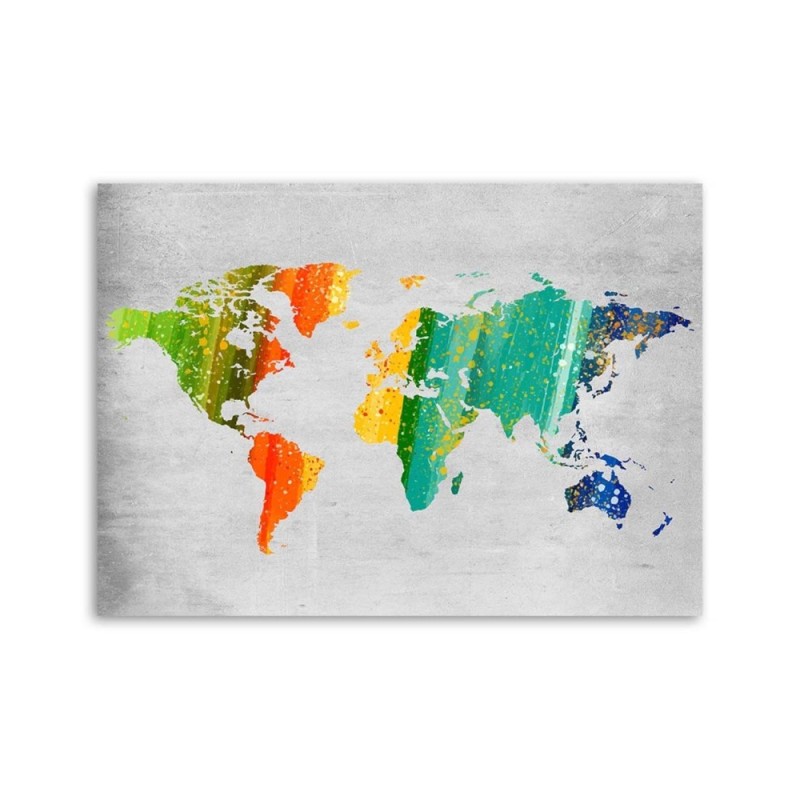 Leinwandbild modern - Farbige Weltkarte | Feeby