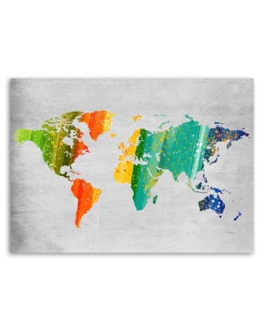Leinwandbild modern - Farbige Weltkarte | Feeby