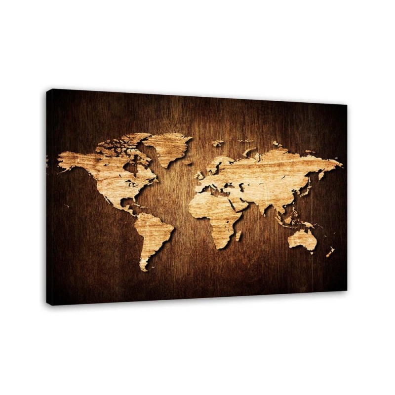 Leinwandbild - Weltkarte aus Holz | Feeby