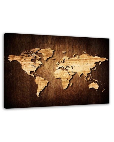 Leinwandbild - Weltkarte aus Holz | Feeby