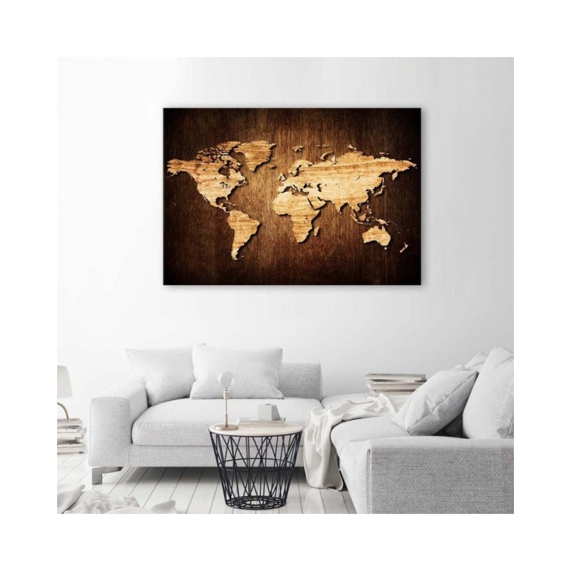 Leinwandbild - Weltkarte aus Holz | Feeby