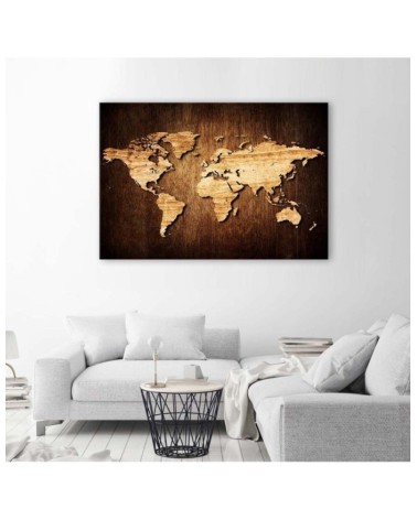 Leinwandbild - Weltkarte aus Holz | Feeby
