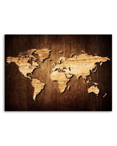Leinwandbild - Weltkarte aus Holz | Feeby