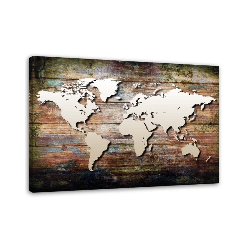 Bild auf Leinwand - Weltkarte auf alten Tafeln | Feeby