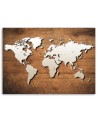 Canvas office paintings - World map on wooden planks | FEEBY