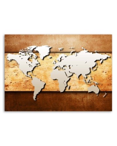 Modernes Wandbild - Weltkarte auf Planke | Feeby