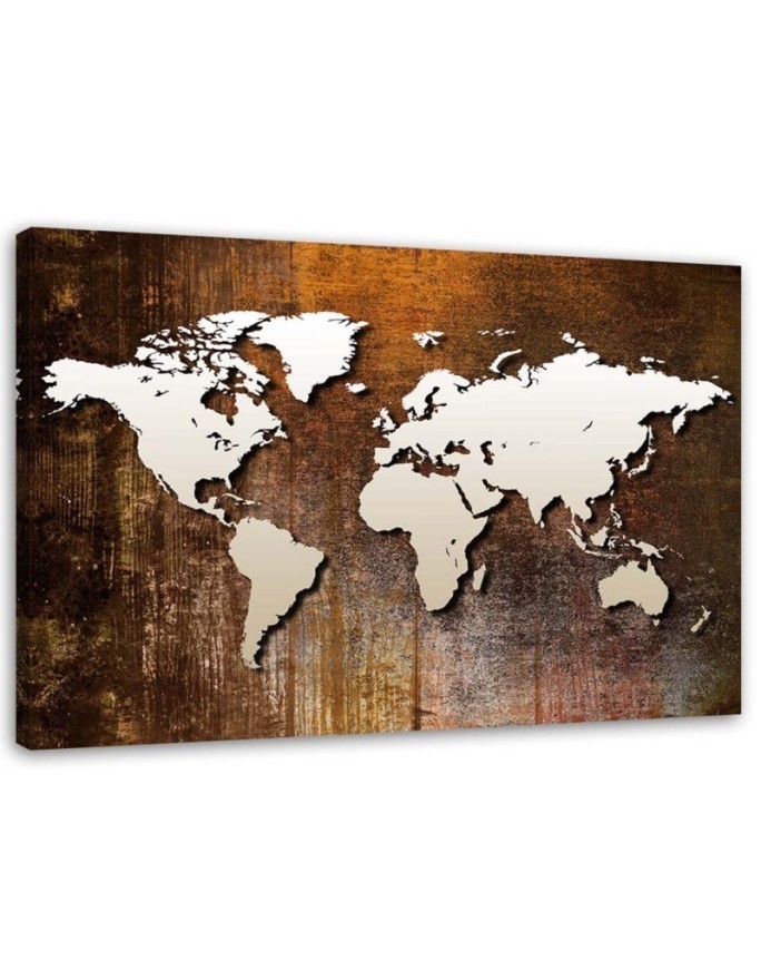 Leinwandbild - Weltkarte auf Holz | Feeby