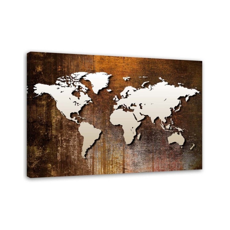 Leinwandbild - Weltkarte auf Holz | Feeby