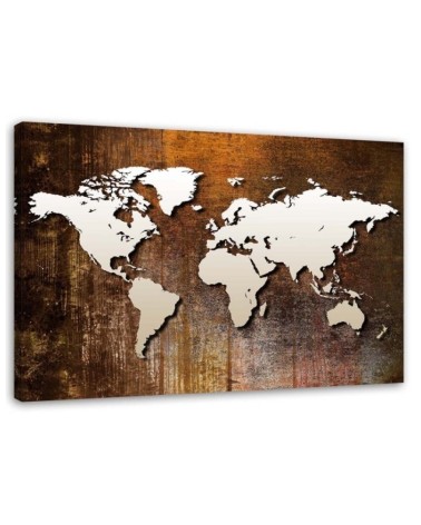 Leinwandbild - Weltkarte auf Holz | Feeby