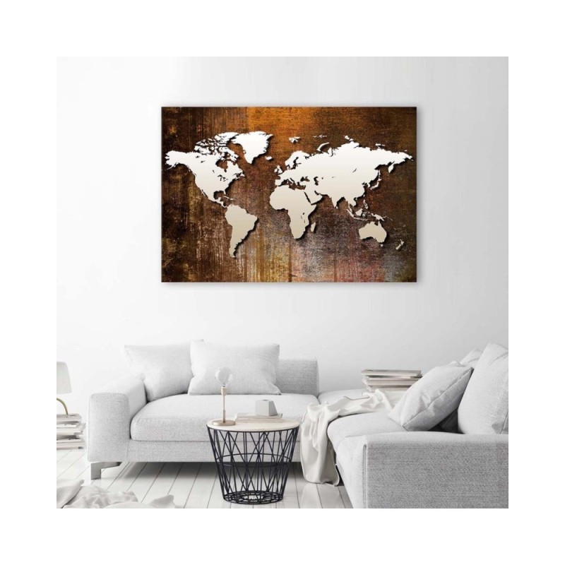 Leinwandbild - Weltkarte auf Holz | Feeby