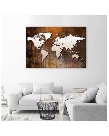 Leinwandbild - Weltkarte auf Holz | Feeby