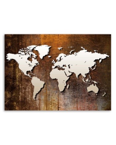 Leinwandbild - Weltkarte auf Holz | Feeby