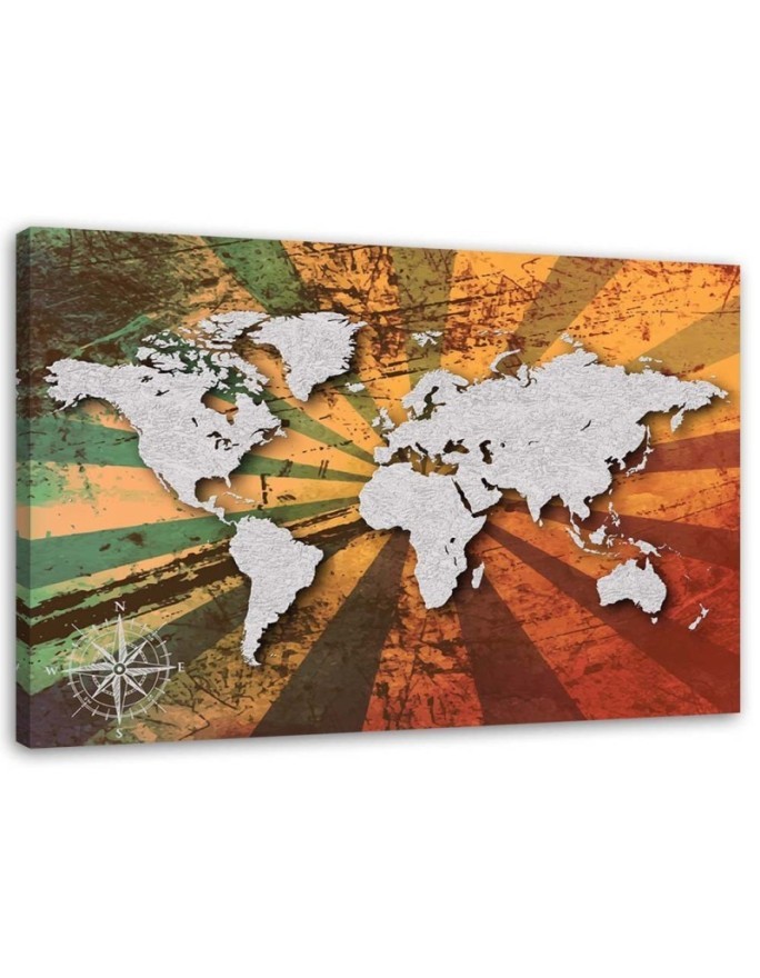 Bild auf Leinwand - Graue Vintage-Weltkarte | Feeby