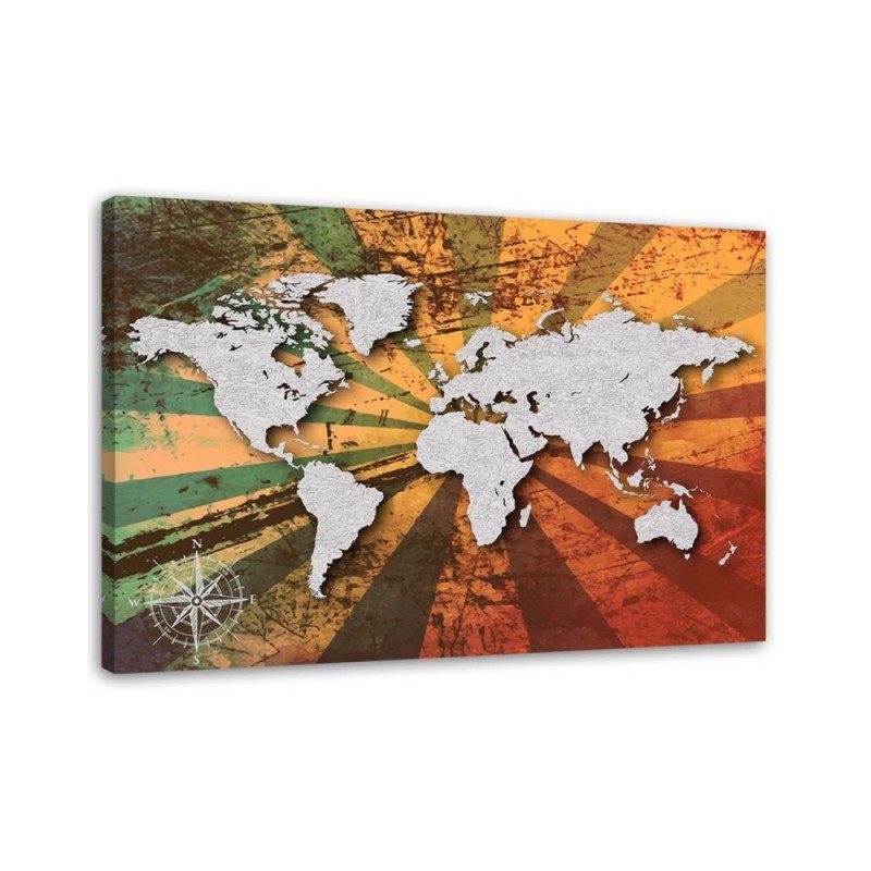 Bild auf Leinwand - Graue Vintage-Weltkarte | Feeby