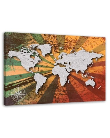 Bild auf Leinwand - Graue Vintage-Weltkarte | Feeby