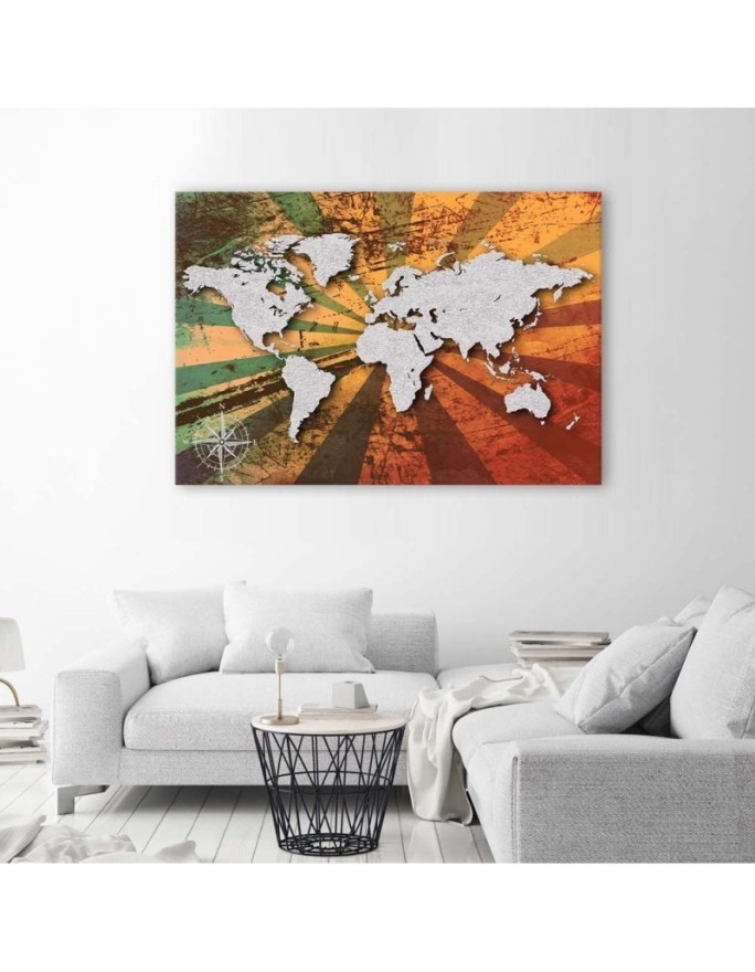 Szara mapa świata vintage - Obrazy do biura | FEEBY