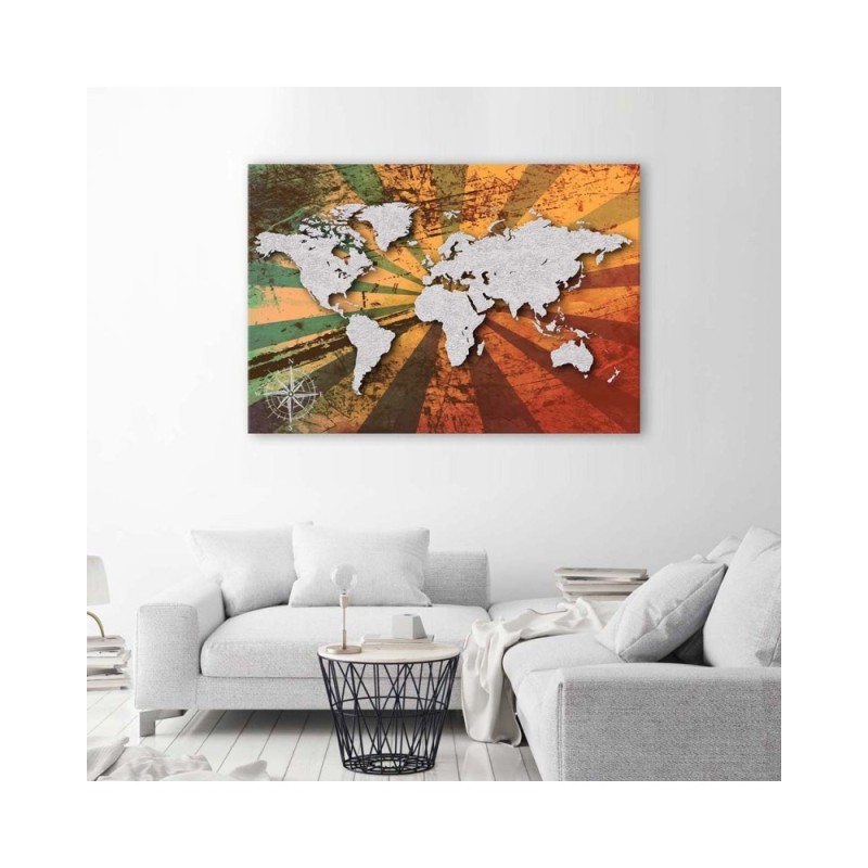 Bild auf Leinwand - Graue Vintage-Weltkarte | Feeby