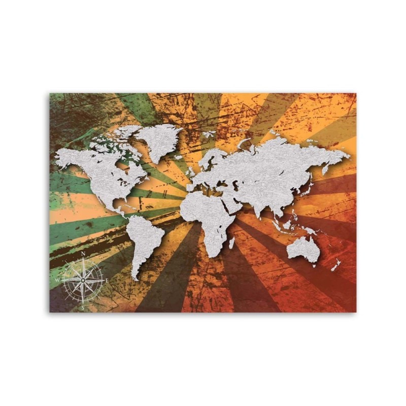 Bild auf Leinwand - Graue Vintage-Weltkarte | Feeby