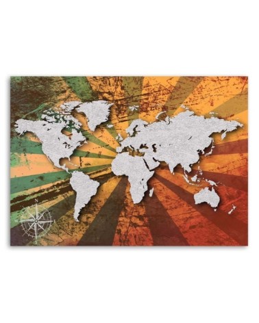 Bild auf Leinwand - Graue Vintage-Weltkarte | Feeby