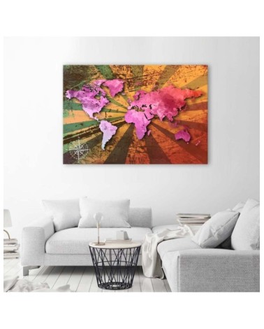 Leinwandbild - Rosa Vintage-Weltkarte | Feeby