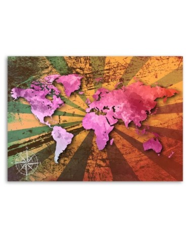 Leinwandbild - Rosa Vintage-Weltkarte | Feeby
