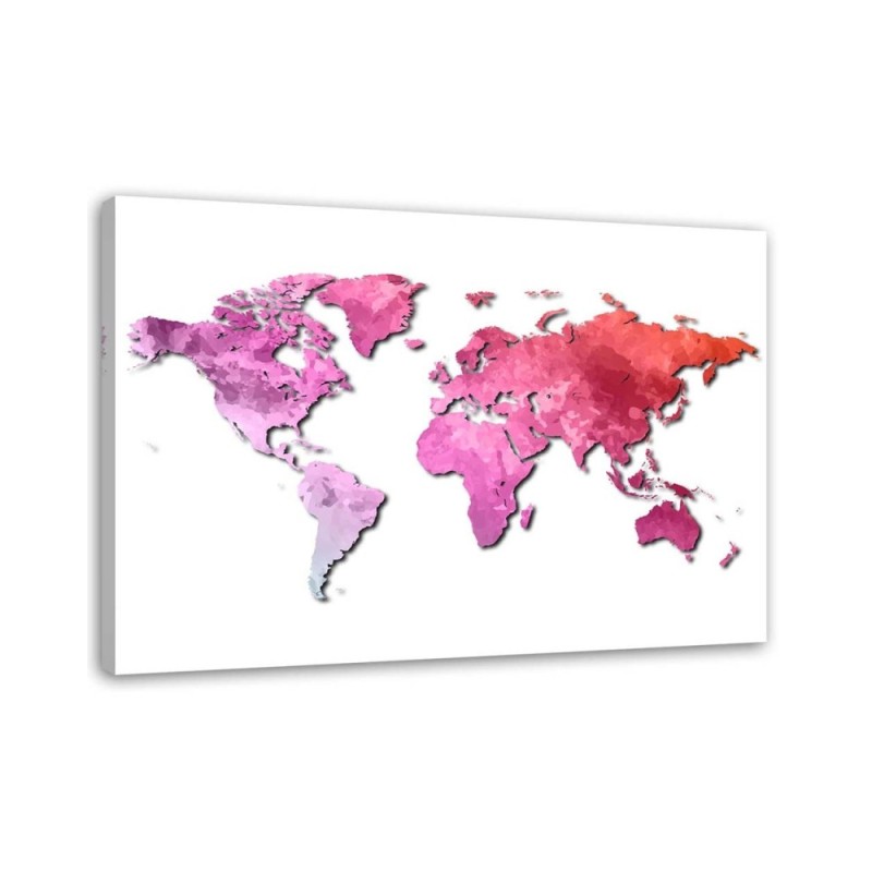 Bild auf Leinwand - Rosa Weltkarte | Feeby