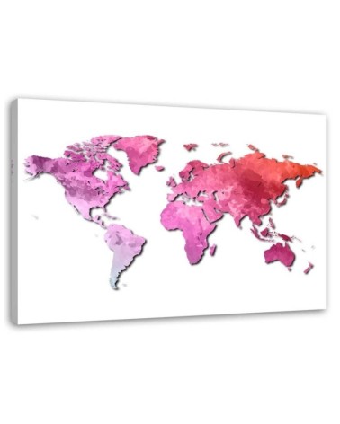 Pink map of the world - Canvas prints for the office | FEEBY