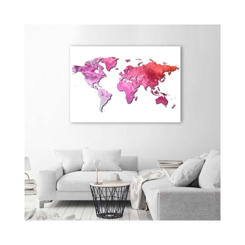 Bild auf Leinwand - Rosa Weltkarte | Feeby