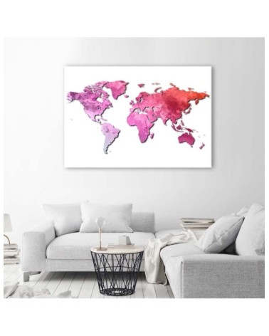 Bild auf Leinwand - Rosa Weltkarte | Feeby