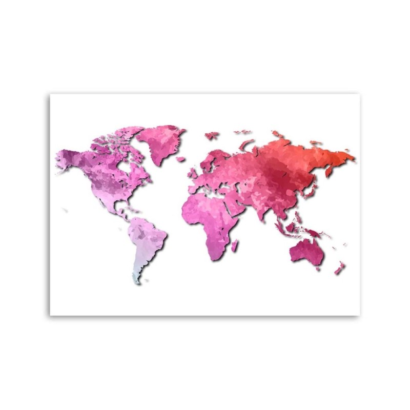 Bild auf Leinwand - Rosa Weltkarte | Feeby