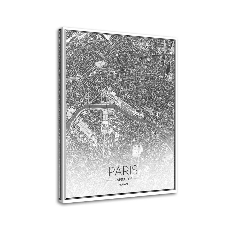 Leinwandbild modern - Paris - Stadtplan | Feeby
