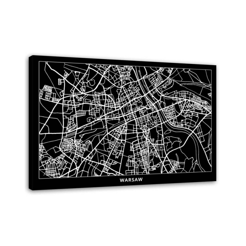 Leinwandbild - Warschau - Stadtplan | Feeby