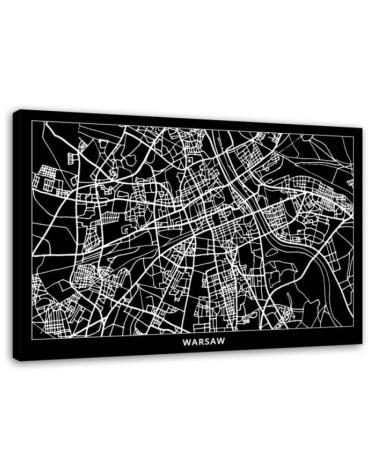 Leinwandbild - Warschau - Stadtplan | Feeby