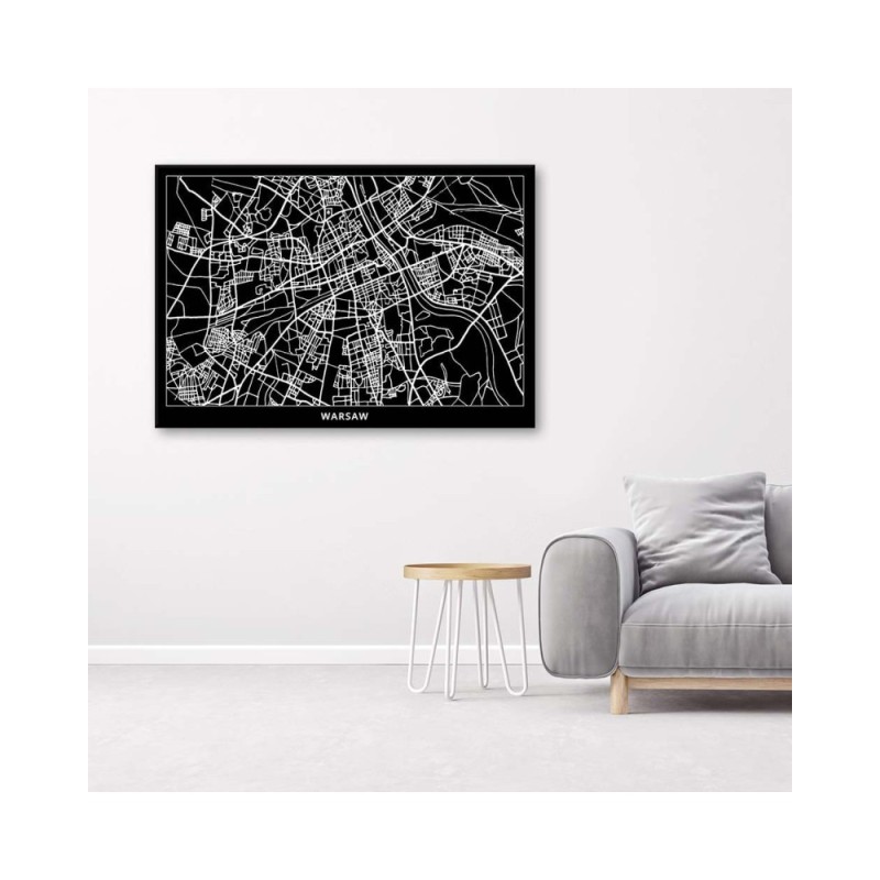 Leinwandbild - Warschau - Stadtplan | Feeby