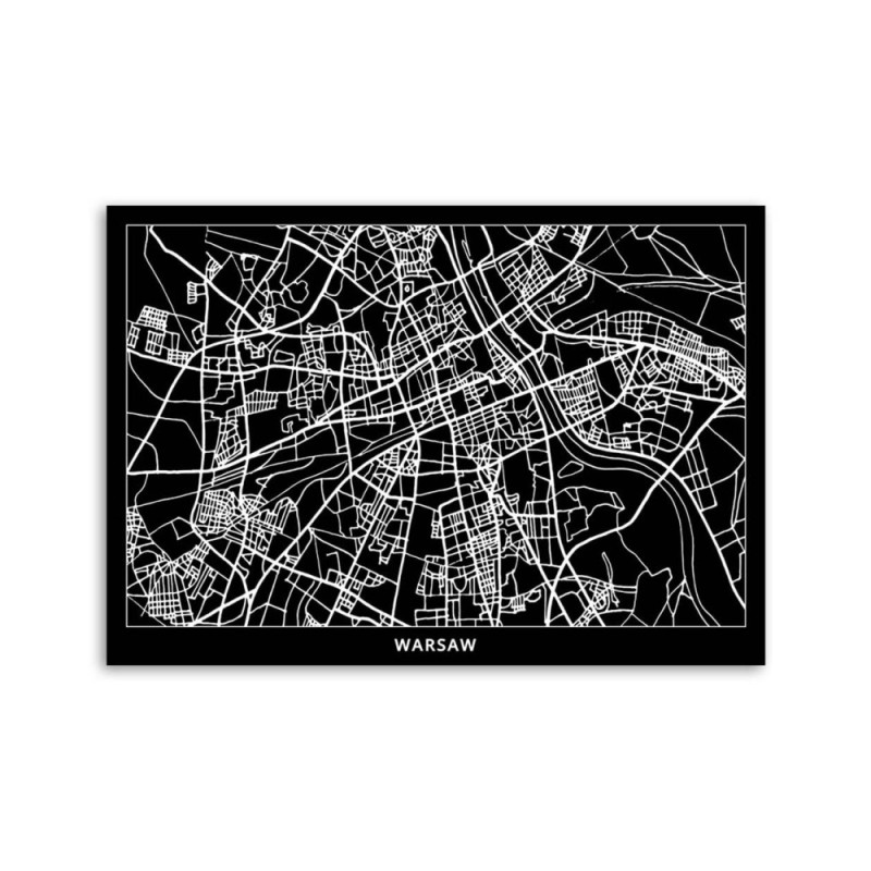 Leinwandbild - Warschau - Stadtplan | Feeby