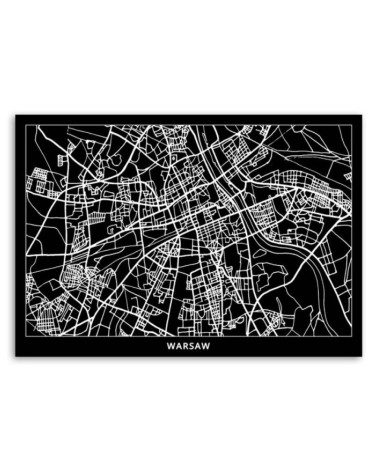 Leinwandbild - Warschau - Stadtplan | Feeby