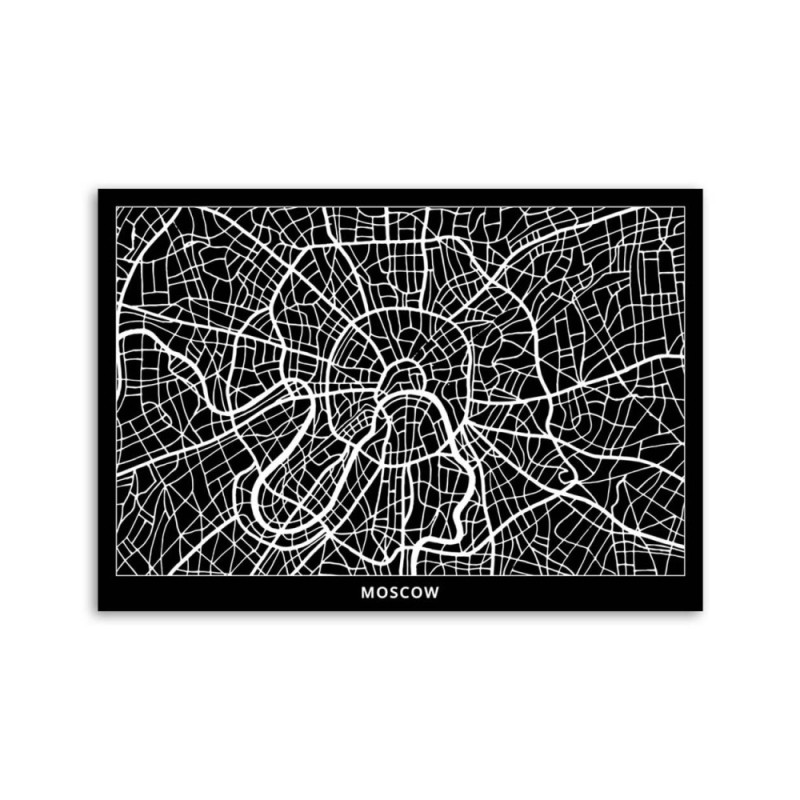 Wandbild für Wohnzimmer - Moskau - Stadtplan | Feeby
